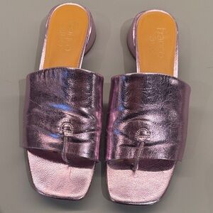 Franco Sarto Metallic Pink Slide Sandals